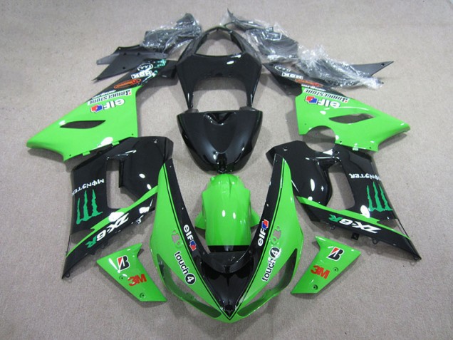 Cheapest 2005-2006 Black Green 3M Touch4 Monster Kawasaki ZX6R Motorbike Fairing