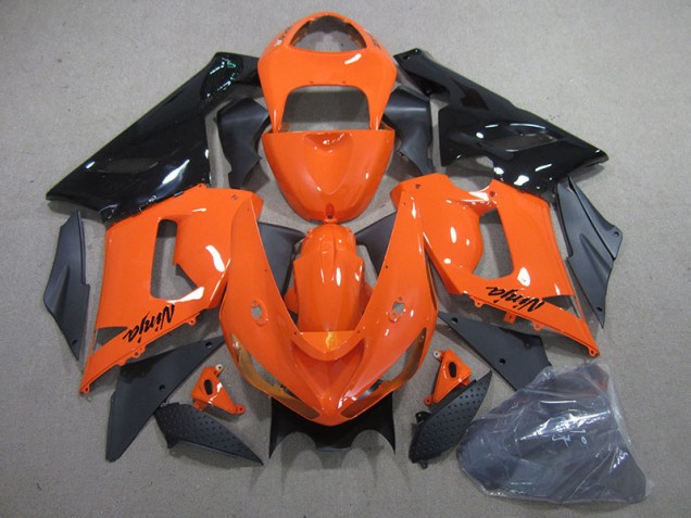 Cheapest 2005-2006 Orange Black Ninja Kawasaki ZX6R Bike Fairing