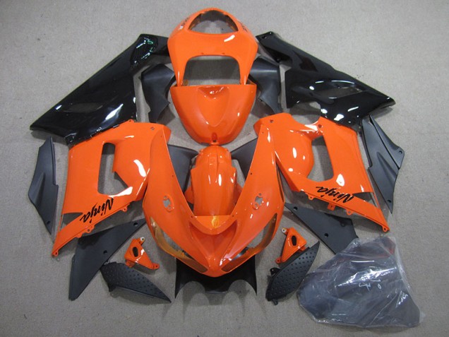 Cheapest 2005-2006 Orange Black Ninja Kawasaki ZX6R Motorbike Fairing Kits