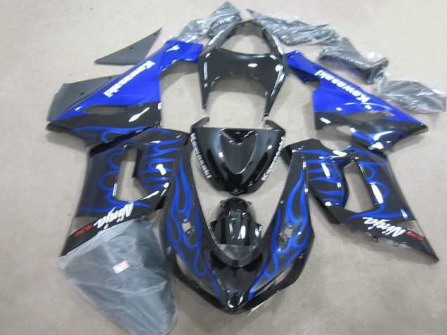 Cheapest 2005-2006 Black Blue Flame Ninja 636 Kawasaki ZX6R Motorcycle Fairings Kits Cheapest 2005-2006 Black Blue Flame Ninja 636 Kawasaki ZX6R Motorcycle Fairings Kits