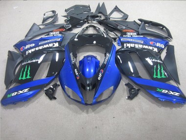 Cheapest 2007-2008 Black Blue Monster Kawasaki ZX6R Motorcycle Replacement Fairings