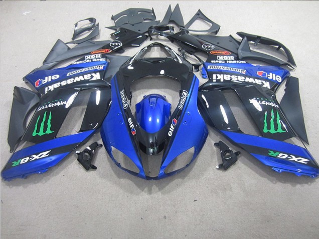 Cheapest 2007-2008 Black Blue Monster Kawasaki ZX6R Motorcycle Replacement Fairings
