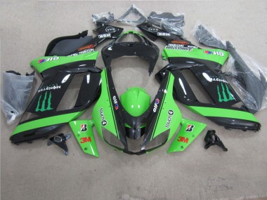 Cheapest 2007-2008 Green Black 3M Monster Kawasaki ZX6R Motorbike Fairing