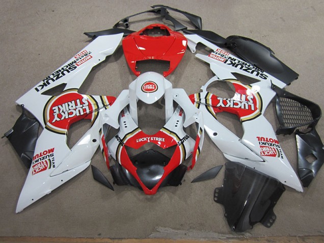 Cheapest 2005-2006 White Lucky Strike Red Motul Suzuki GSXR1000 Motorcycle Fairings