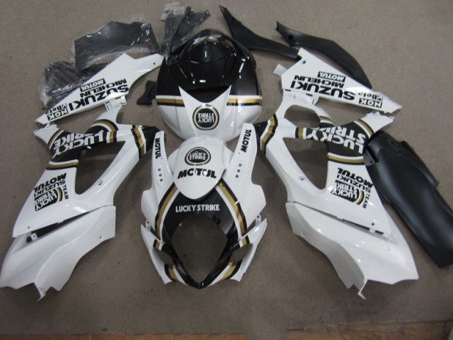 Cheapest 2007-2008 White Lucky Strike Black Motul Suzuki GSXR1000 Motorcycle Replacement Fairings