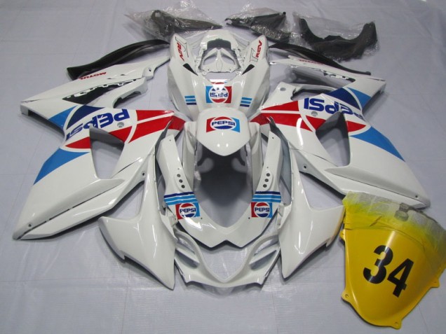 Cheapest 2009-2016 White Pepsi 34 Suzuki GSXR1000 Motorcycle Fairings Kit