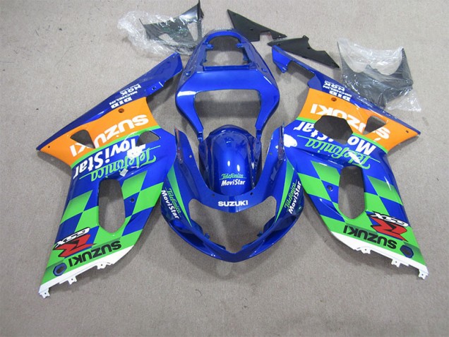 Cheapest 2001-2003 Blue Green Telefumia Movistar Suzuki GSXR600 Motorcycle Bodywork