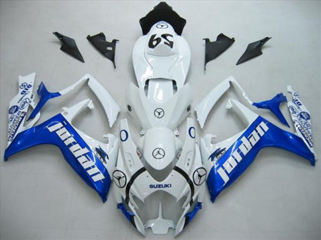 Cheapest 2006-2007 White Blue Jordan Suzuki GSXR600 Motorcycle Fairings Kit