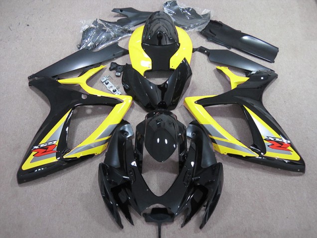 Cheapest 2006-2007 Black Yellow Suzuki GSXR600 Motor Fairings