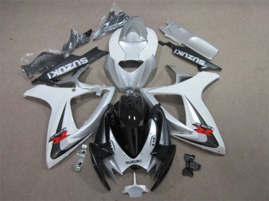 Cheapest 2006-2007 Black White Suzuki GSXR600 Motorcycle Fairing Kit