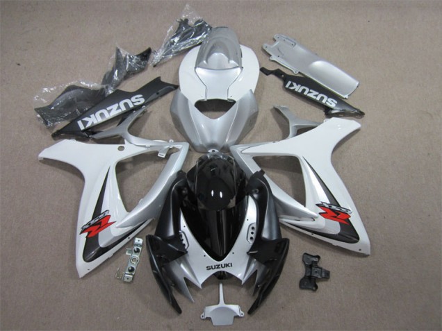 Cheapest 2006-2007 Black White Suzuki GSXR600 Motorcycle Fairing Kit