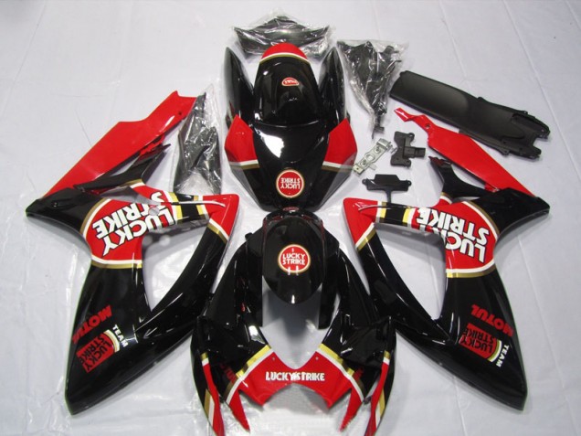 Cheapest 2006-2007 Black Red Lucky Strike Motul Suzuki GSXR600 Bike Fairing Kit