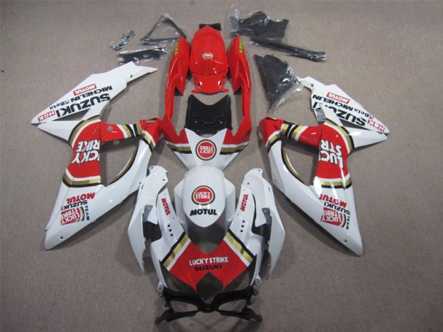 Cheapest 2008-2010 White Lucky Strike Red Motul Suzuki GSXR600 Motorbike Fairing