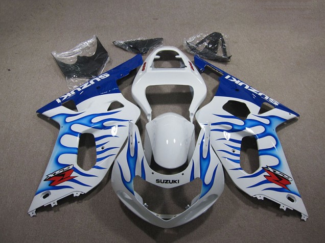 Cheapest 2001-2003 White Blue Flame Suzuki GSXR750 Motorbike Fairings