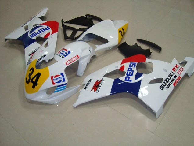 Cheapest 2004-2005 White Blue Pepsi 34 Suzuki GSXR750 Replacement Motorcycle Fairings