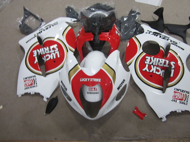 Cheapest 1996-2007 White Lucky Strike Motul Suzuki GSXR1300 Hayabusa Motorcycle Fairings Kit