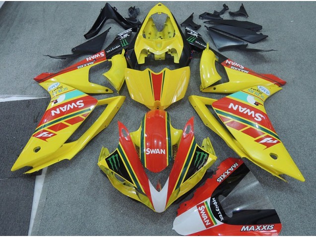 Cheapest 2007-2008 Yellow Red Swan Yamaha YZF R1 Moto Fairings