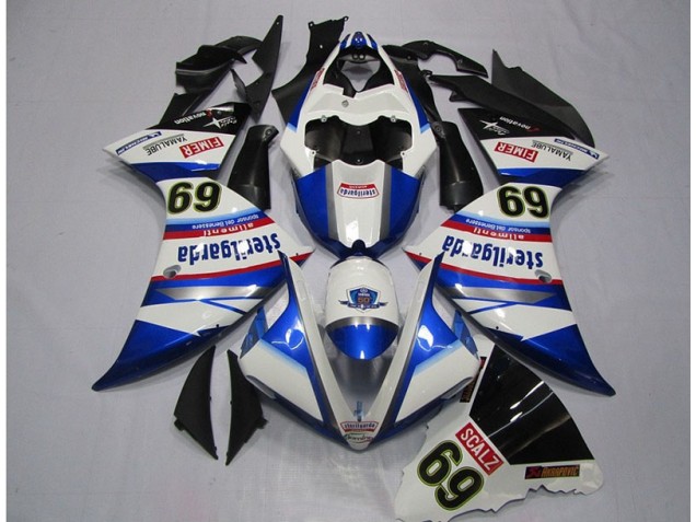 Cheapest 2009-2011 White Blue Sterilgarda SCALZ 69 Yamaha YZF R1 Motorcycle Replacement Fairings
