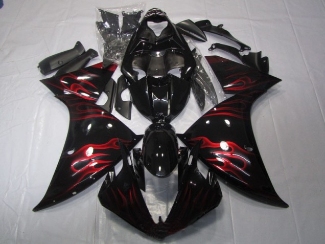 Cheapest 2009-2011 Black Red Flame Yamaha YZF R1 Motor Fairings