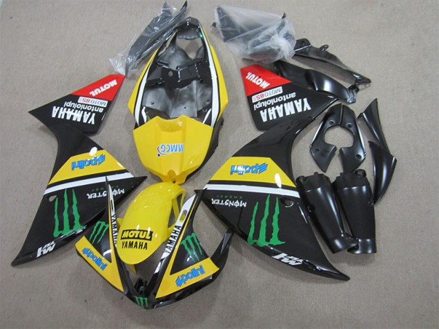 Cheapest 2009-2011 Black Yellow Motul Monster Yamaha YZF R1 Bike Fairing