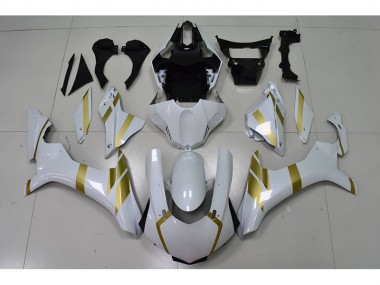 Cheapest 2015-2019 White with Gold Decal Yamaha YZF R1 Motor Fairings