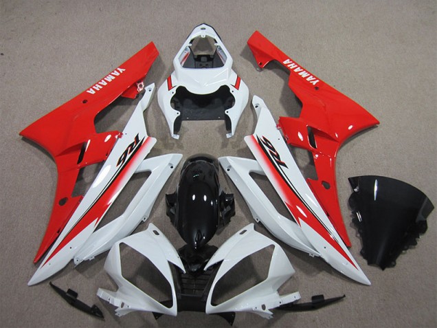 Cheapest 2006-2007 White Black Red Yamaha YZF R6 Replacement Motorcycle Fairings