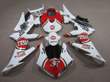 Cheapest 2008-2016 Red White Lucky Strike Yamaha YZF R6 Replacement Motorcycle Fairings